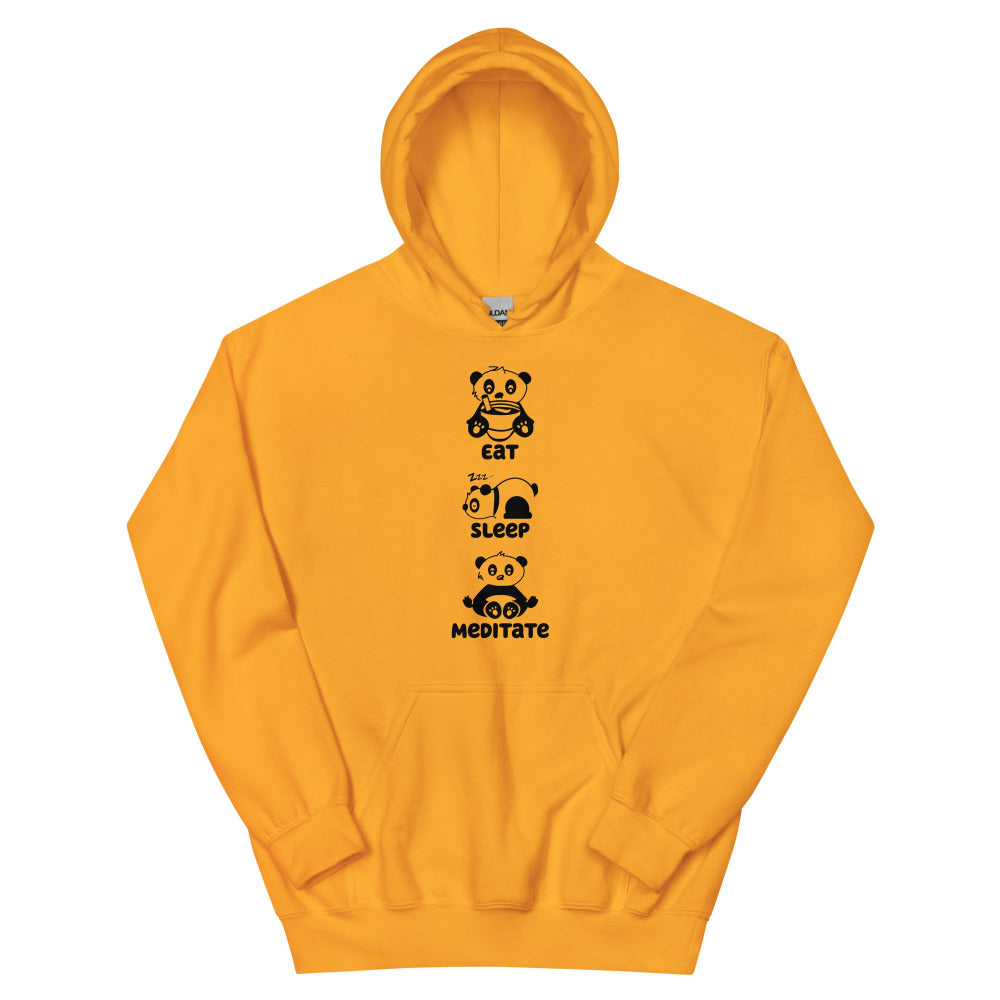 Eat Sleep Meditate Panda Hoodie - Gold Color - https://ascensionemporium.net
